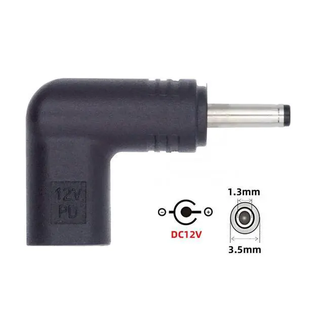 Alt view image 2 of 7 - USB 3.1 Type C USB-C Female to DC 12V 3.5x1.3mm Plug 90 Degree Angled Adapter PD Emulator Trigger