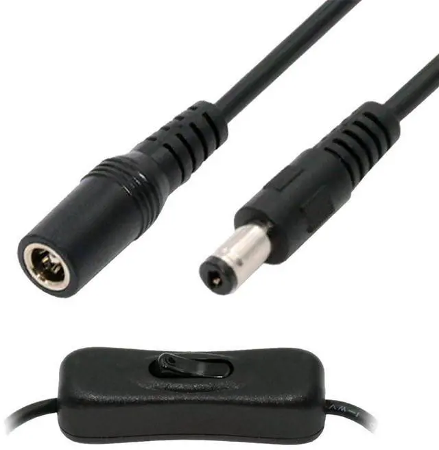 Main image of DC Switch Cable with Power Switch On Off Button DC 5.5x2.1mm Male to Female for DC 5V Desk Lamp Fan Camera