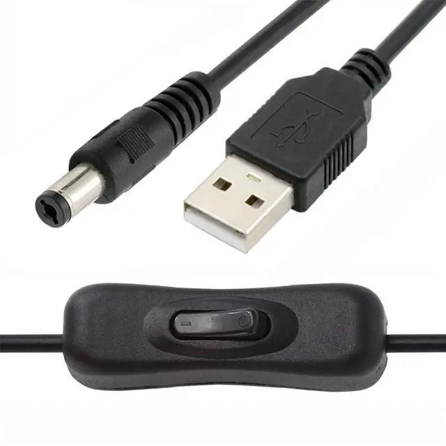Main image of USB2.0 On Off Power Switch Extension Cable Type-A to DC 5.5x2.1mm Plug with Switch Button for DC 5V Desk Lamp Fan Camera