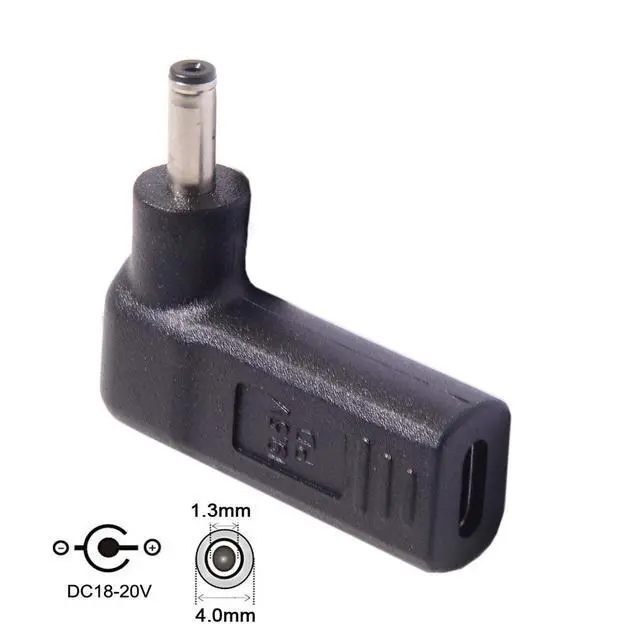 Alt view image 2 of 6 - USB 3.1 Type C USB-C to DC 19V Adapter PD Emulator Trigger 90 Degree Angled (4.0x1.3mm)
