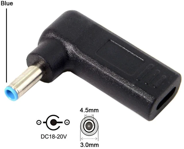 Alt view image 6 of 6 - USB 3.1 Type C USB-C to DC 4.5x3.0mm Adapter PD Emulator Trigger 90 Degree Angled