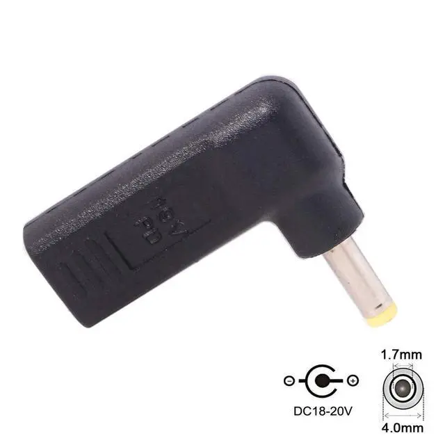 Alt view image 2 of 7 - USB 3.1 Type C USB-C to DC 19V Adapter PD Emulator Trigger 90 Degree Angled (4.0x1.7mm)