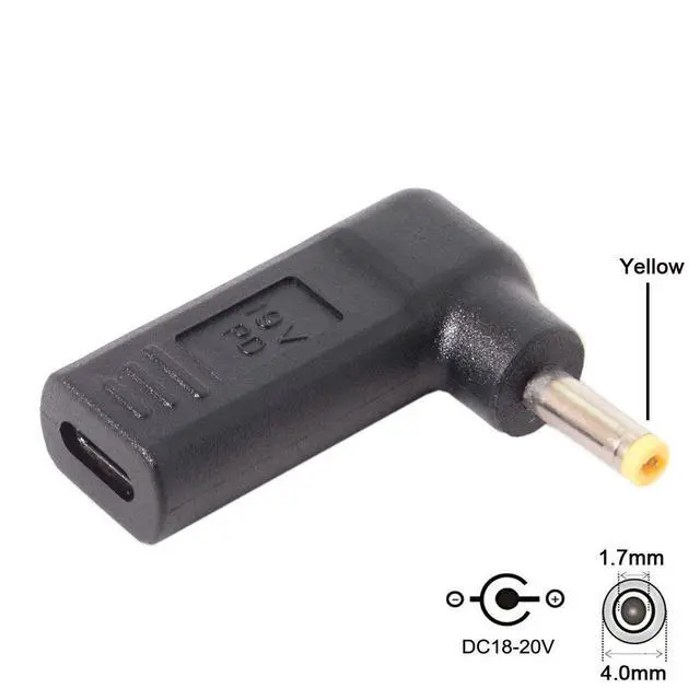 Alt view image 4 of 7 - USB 3.1 Type C USB-C to DC 19V Adapter PD Emulator Trigger 90 Degree Angled (4.0x1.7mm)