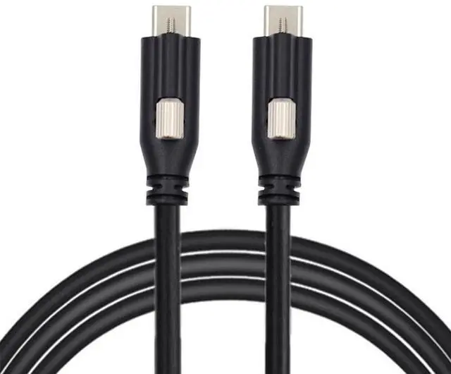 Main image of Locking USB 3.1 Type-C to Locking USB-C 10Gbps Data Power Cable for Camera with Single Panel Mount Screw Connector