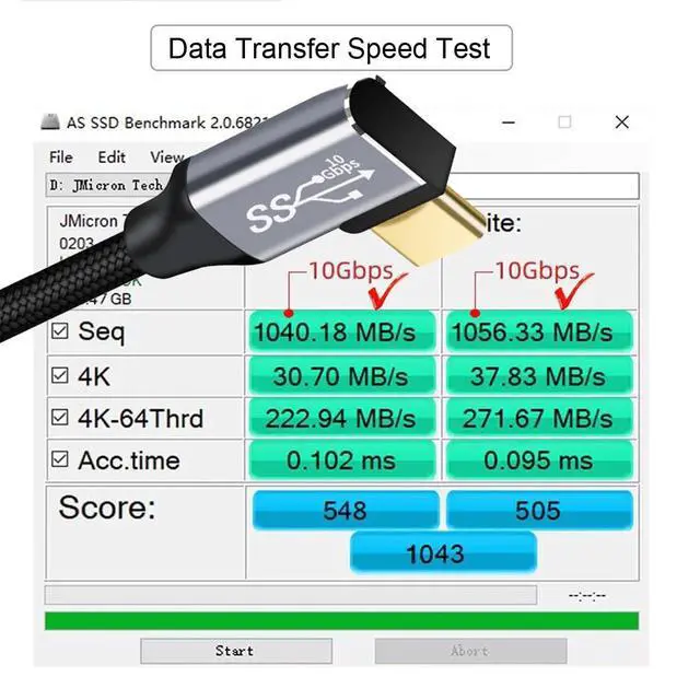Alt view image 3 of 7 - 10Gbps USB-C USB 3.1 Type C Gen2 Male Data Video 100W Cable 90 Degree Left Right Angled with E-Marker 50cm