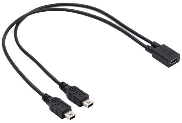 Main image of DC 5V Power Mini USB 2.0 Female to 5Pin Dual Mini USB Male Splitter Extension Charge Cable 20cm