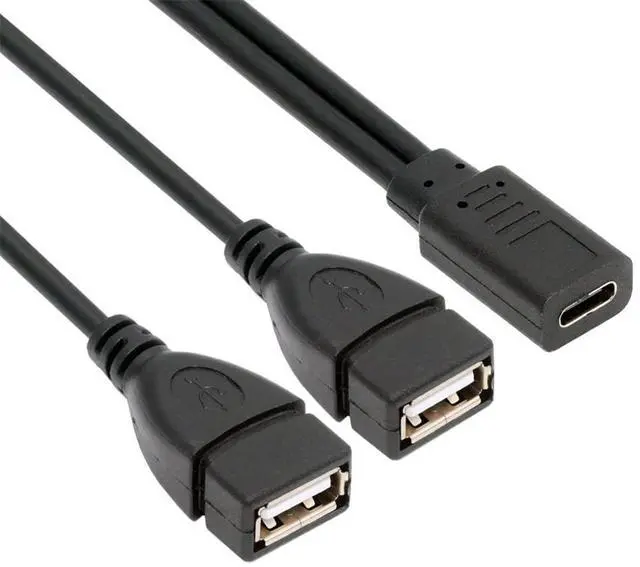 Main image of DC 5V USB-C Femaleto USB 2.0 Standard Dual Type-A Female Splitter Extension Charge Cable