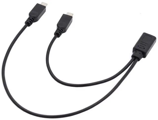 Alt view image 7 of 7 - DC 5V Type-C USB-C Female to 5Pin Dual Micro USB Male Splitter Extension Charge 32AWG Cable