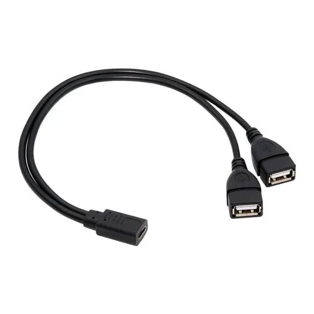 Alt view image 7 of 7 - DC 5V USB-C Femaleto USB 2.0 Standard Dual Type-A Female Splitter Extension Charge Cable