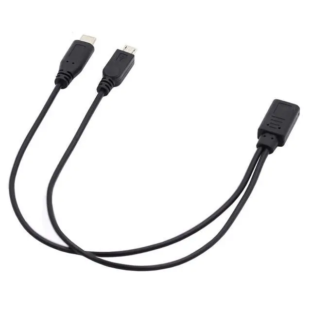 Alt view image 7 of 7 - Female USB-C Type-C to USB 3.1 USB-C Type C & Micro USB Male Splitter Charge Extension 32AWG Cable