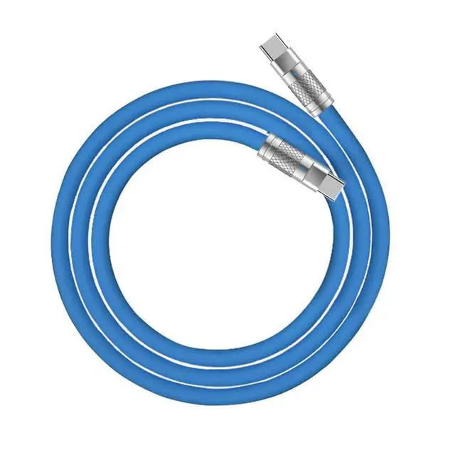 Alt view image 7 of 7 - Type C USB-C to USB-C Liquid Silicone Ultra Soft 120W Power USB2.0 Data Blue Cable Fast Charge for Laptop Tablet Phone 1M