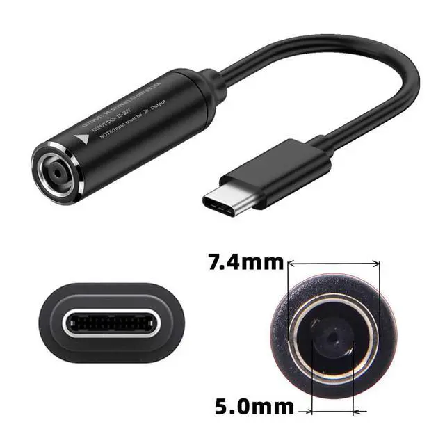 Alt view image 6 of 7 - 7.4x5.0mm Input DC Jack to USB-C Type-C Power Plug Charge Cable for PD 9V 15V 20V 65W Laptop Phone