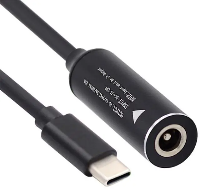 Main image of 3.5x1.3mm Input DC Jack to USB-C Type-C Power Plug Charge Cable for PD 9V 15V 20V 65W Laptop Phone