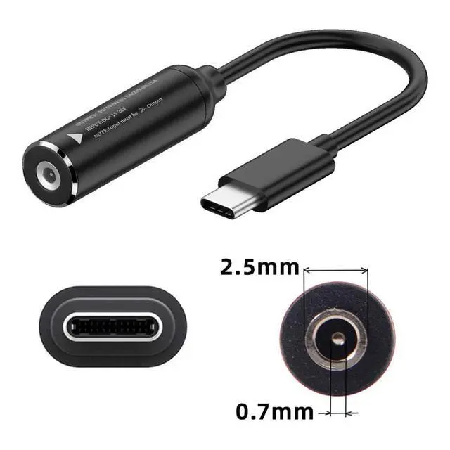 Alt view image 6 of 7 - 2.5x0.7mm Input DC Jack to USB-C Type-C Power Plug Charge Cable for PD 9V 15V 20V 65W Laptop Phone