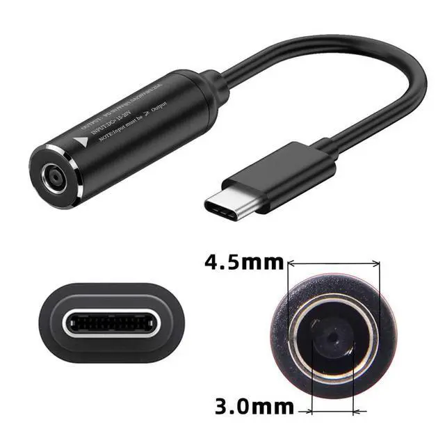 Alt view image 6 of 7 - 4.5x3.0mm Input DC Jack to USB-C Type-C Power Plug Charge Cable for PD 9V 15V 20V 65W Laptop Phone
