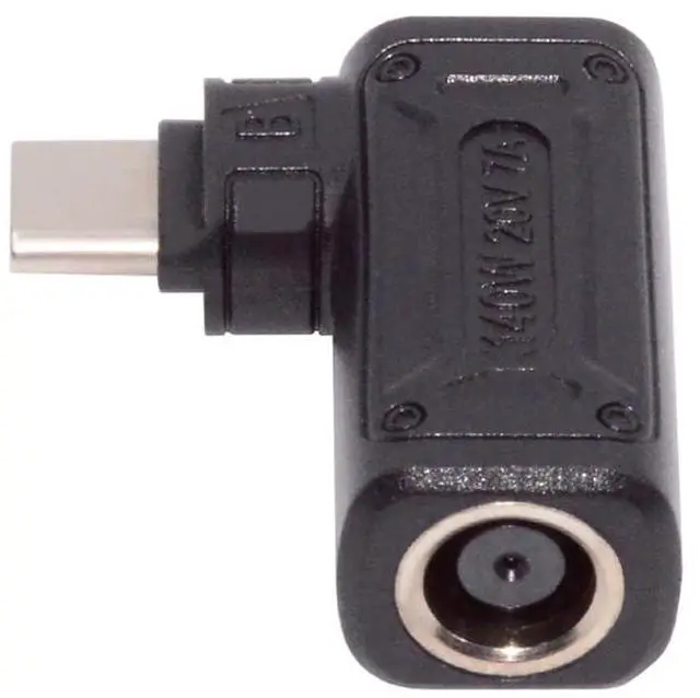 Main image of DC Jack 7.4x5.0mm Input to USB-C Type-C Angled 90 Degree Power Plug 140W 100W Charge Adapter for Laptop Phone