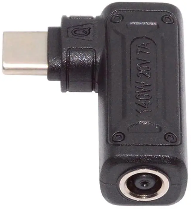 Main image of DC Jack 6.0x1.4mm Input to USB-C Type-C Angled 90 Degree Power Plug 140W 100W Charge Adapter for Laptop Phone