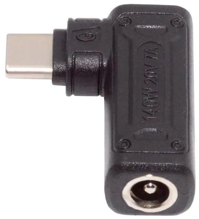 Main image of DC Jack 5.5x2.1mm Input to USB-C Type-C Angled 90 Degree Power Plug 140W 100W Charge Adapter for Laptop Phone