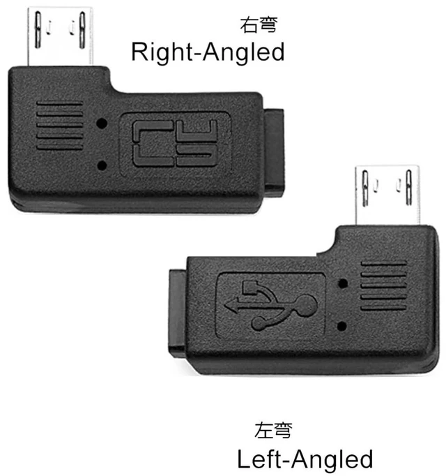 Alt view image 3 of 7 - 2pcs 9mm Long Connector 90 Degree Left & Right Angled Micro USB 2.0 5Pin Male to Female Extension Adapter