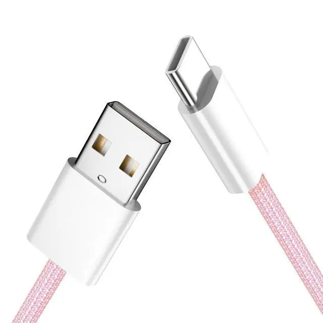 Alt view image 2 of 2 - 5V3A Type C USB-C Male to Type-A Male 15W Power 480Mbps Data Cable Pink Sleeve for Phone & Tablet 1M