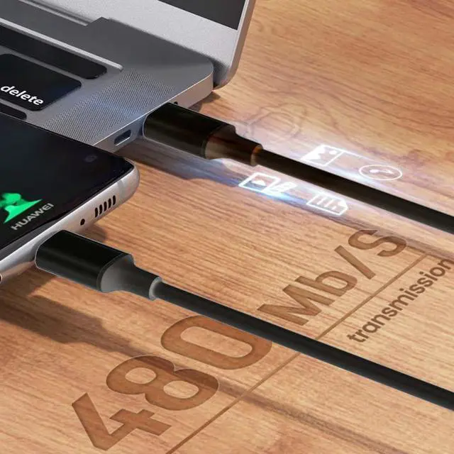 Alt view image 5 of 7 - Type-C USB-C Male to Male USB 2.0 Version Data Cable Support PD 65W for Laptop & Phone Black 2M