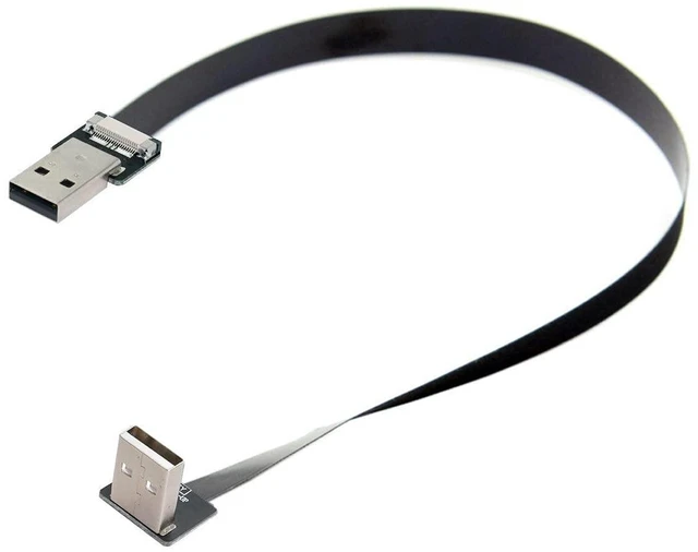 Main image of Up Angled USB 2.0 Type-A Male to Type-A Male Data Flat Slim FPC Cable 90 Degree for FPV & Disk & Scanner & Printer 50CM