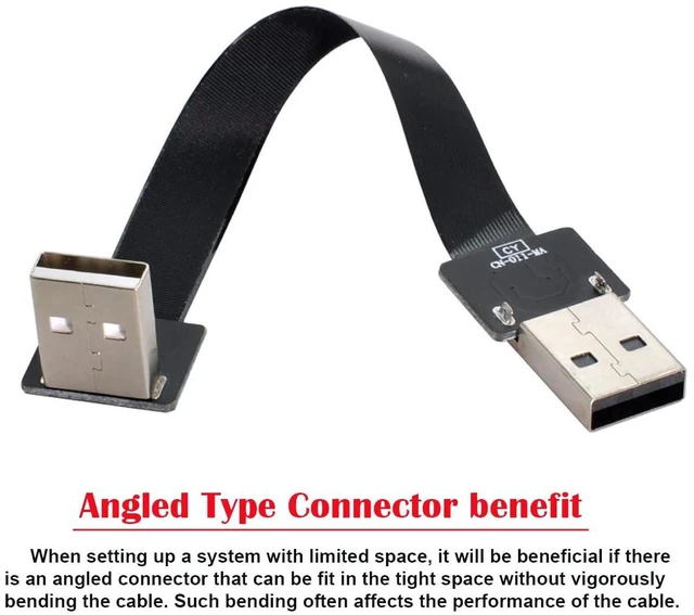 Alt view image 7 of 7 - Up Angled USB 2.0 Type-A Male to Type-A Male Data Flat Slim FPC Cable 90 Degree for FPV & Disk & Scanner & Printer 50CM