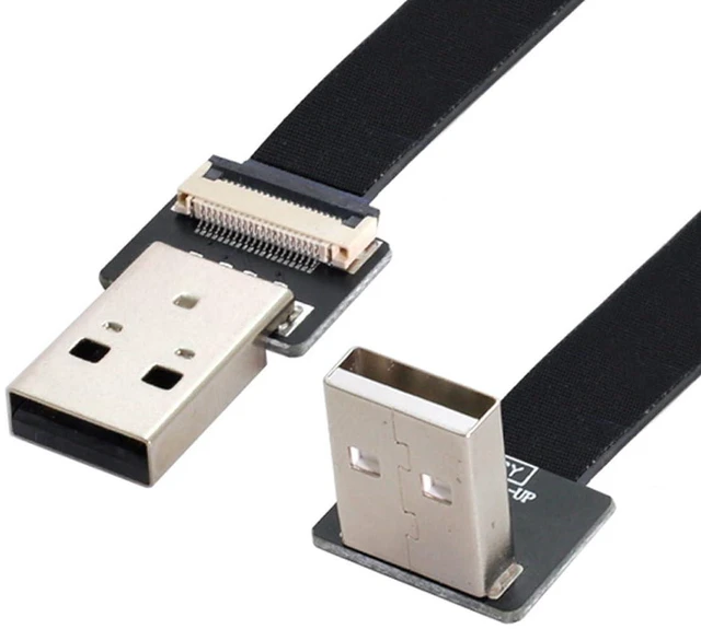 Alt view image 2 of 7 - Up Angled USB 2.0 Type-A Male to Type-A Male Data Flat Slim FPC Cable 90 Degree for FPV & Disk & Scanner & Printer 200CM