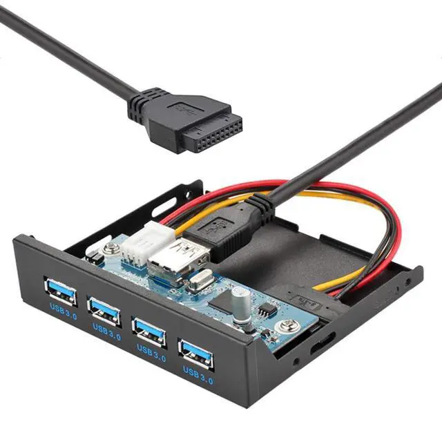 Alt view image 4 of 6 - USB 3.0 HUB 4 Ports Front Panel to Motherboard 20Pin Connector Cable for 3.5" Floppy Bay