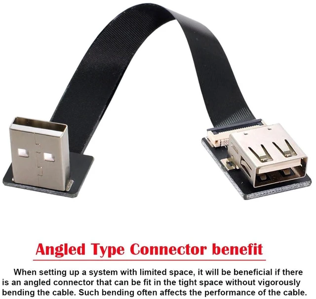Alt view image 6 of 7 - Up Angled USB 2.0 Type-A Male to Female Extension Data Flat Slim FPC Cable for FPV & Disk & Scanner & Printer 100CM