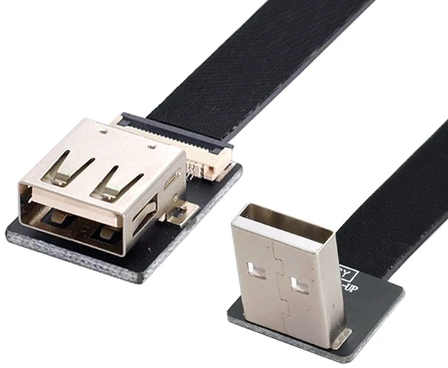 Main image of Up Angled USB 2.0 Type-A Male to Female Extension Data Flat Slim FPC Cable for FPV & Disk & Scanner & Printer 50CM