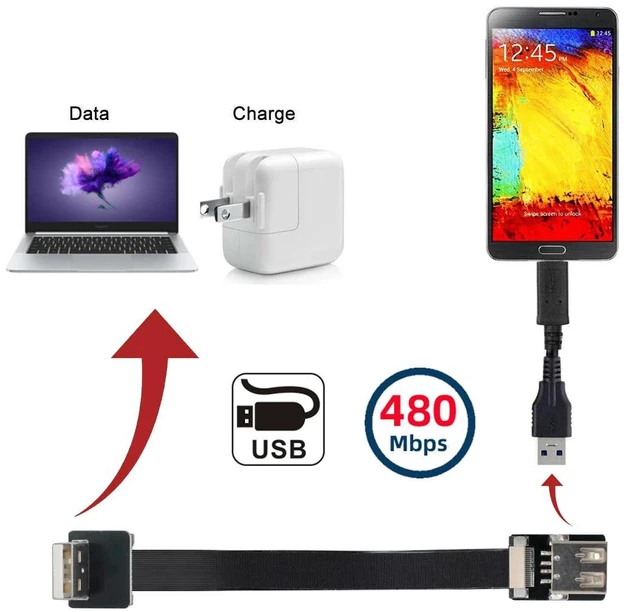 Alt view image 4 of 7 - Up Angled USB 2.0 Type-A Male to Female Extension Data Flat Slim FPC Cable for FPV & Disk & Scanner & Printer 100CM
