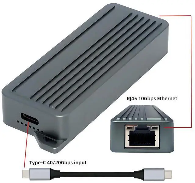 Alt view image 4 of 7 - USB4 USB3.2 Gen2 USB-C Type-C to 10Gbps GBE Gigabit 10000Mbps 5Gbps 2.5Gbps Ethernet Network LAN Cable Adapter RTL8159 for Desktop Laptop NAS
