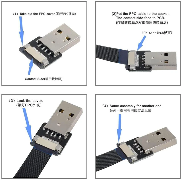 Alt view image 3 of 7 - USB 2.0 Type-A Male to Female Extension Data Flat Slim FPC Cable for FPV & Disk & Scanner & Printer 200CM