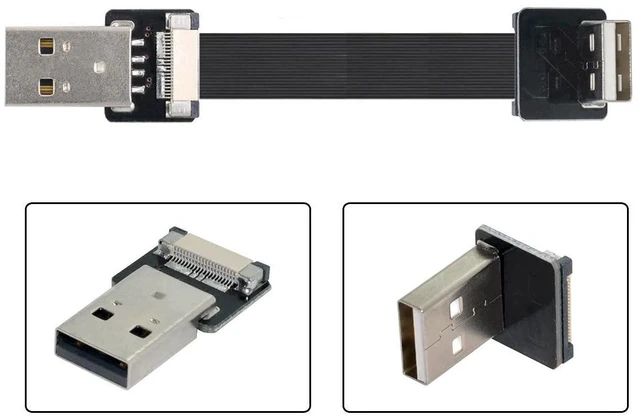 Alt view image 4 of 7 - USB 2.0 Type-A Male to Type-A Male Data Flat Slim FPC Cable Down Angled 90 Degree for FPV & Disk & Scanner & Printer 50CM