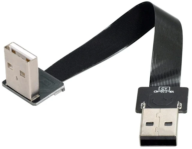 Main image of USB 2.0 Type-A Male to Type-A Male Data Flat Slim FPC Cable Down Angled 90 Degree for FPV & Disk & Scanner & Printer 20CM