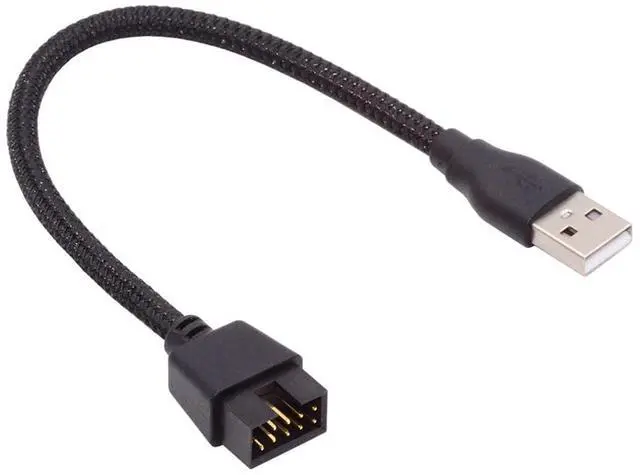 Main image of Single Type-A USB 2.0 Male 480Mbps to Motherboard 9Pin 10Pin Header Male Cable with Sleeve 20cm
