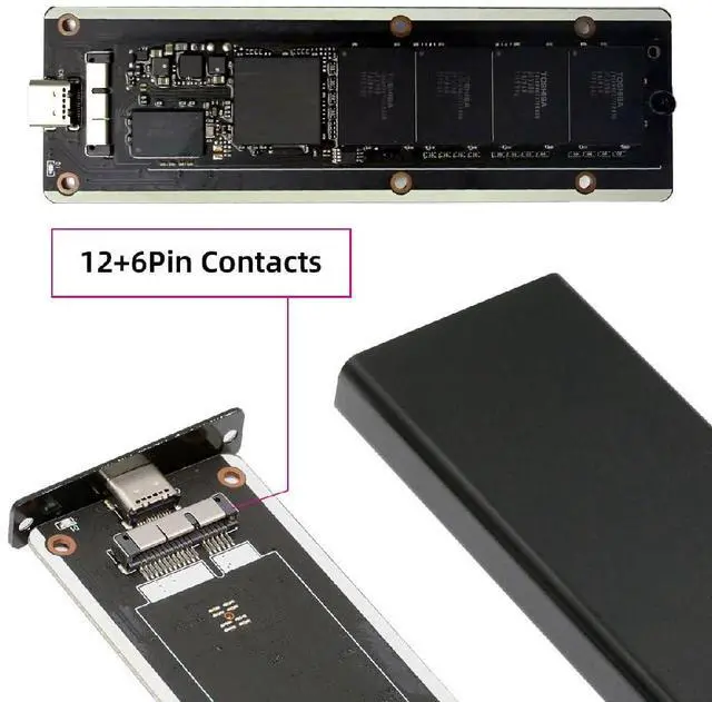 Alt view image 5 of 7 - 6+12Pin MAC SSD to USB 3.0 Type-C 5Gbps Mobile HDD Case Enclosure Adapter for 2010 2011 MAC Air Pro A1369 A1370 SSD