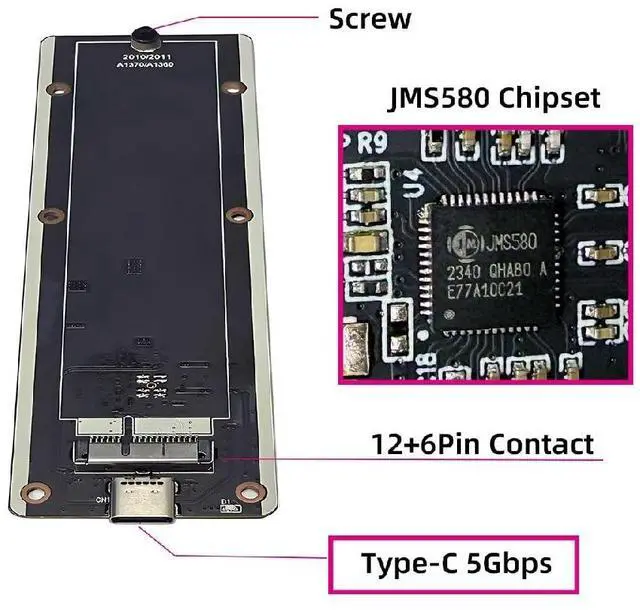 Alt view image 6 of 7 - 6+12Pin MAC SSD to USB 3.0 Type-C 5Gbps Mobile HDD Case Enclosure Adapter for 2010 2011 MAC Air Pro A1369 A1370 SSD