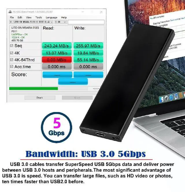 Alt view image 4 of 7 - 7+17Pin MAC SSD to USB 3.0 Type-C 5Gbps Mobile HDD Case Enclosure Adapter for 2012 MAC Air Pro A1465 A1466 Retina SSD