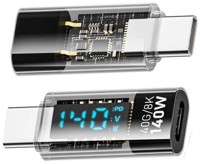 Main image of 40Gbps 140W USB4.0 Type-C Smart LED Display USB-C Male to Female Extension Adapter Current Voltage Monitoring Tester Detector