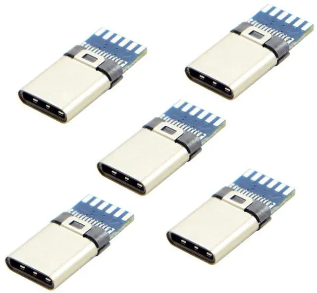 Alt view image 4 of 6 - 5set DIY 24pin USB 3.1 Type C USB-C Male Plug Connector SMT Type with 3.5mm SR and Housing Cover White