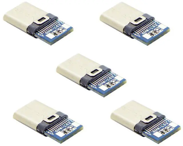 Alt view image 5 of 6 - 5set DIY 24pin USB 3.1 Type C USB-C Male Plug Connector SMT Type with 3.5mm SR and Housing Cover White