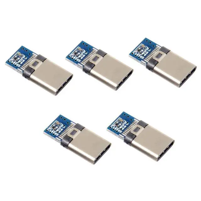 Alt view image 4 of 6 - 5pcs/lot DIY 24pin USB Type C USB-C Male OTG Host Type 5.1k Resistor with Black Housing Cover