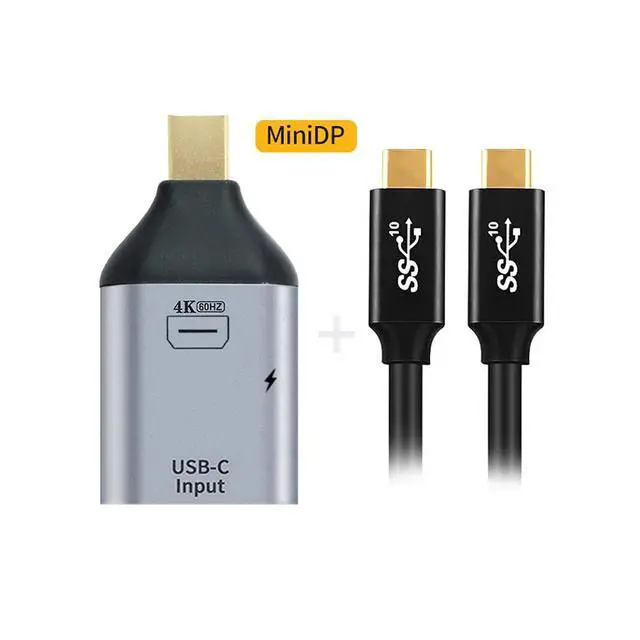 Alt view image 2 of 7 - 100W 10Gbps Cable & USB-C Type C Female Source to Mini Displayport DP Sink HDTV & PD Power Adapter 4K 60hz 1080p for Phone & Laptop