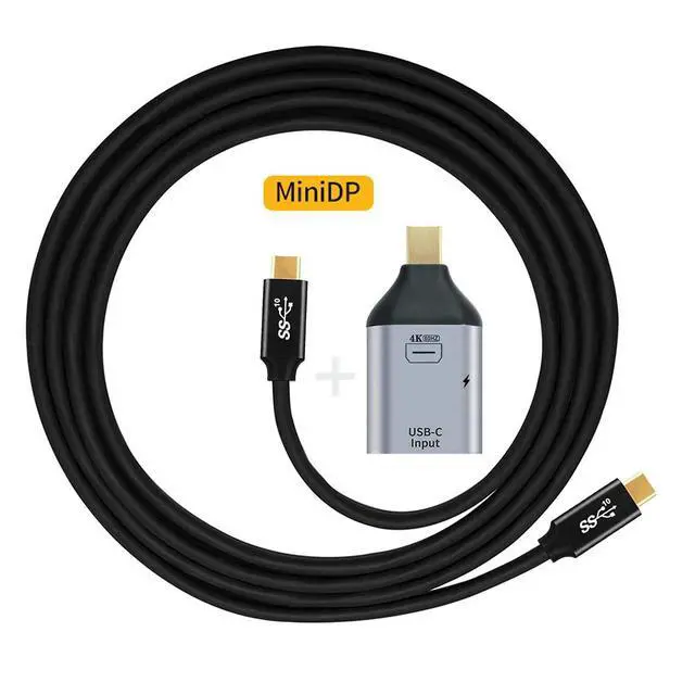 Alt view image 3 of 7 - 100W 10Gbps Cable & USB-C Type C Female Source to Mini Displayport DP Sink HDTV & PD Power Adapter 4K 60hz 1080p for Phone & Laptop