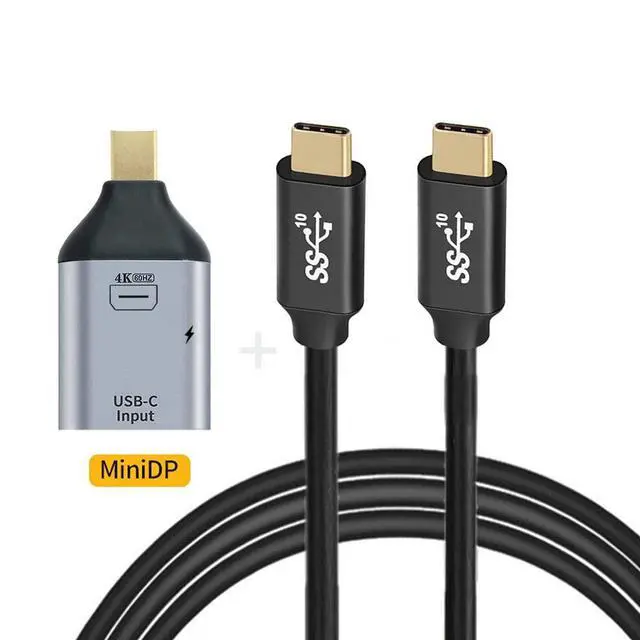 Alt view image 4 of 7 - 100W 10Gbps Cable & USB-C Type C Female Source to Mini Displayport DP Sink HDTV & PD Power Adapter 4K 60hz 1080p for Phone & Laptop