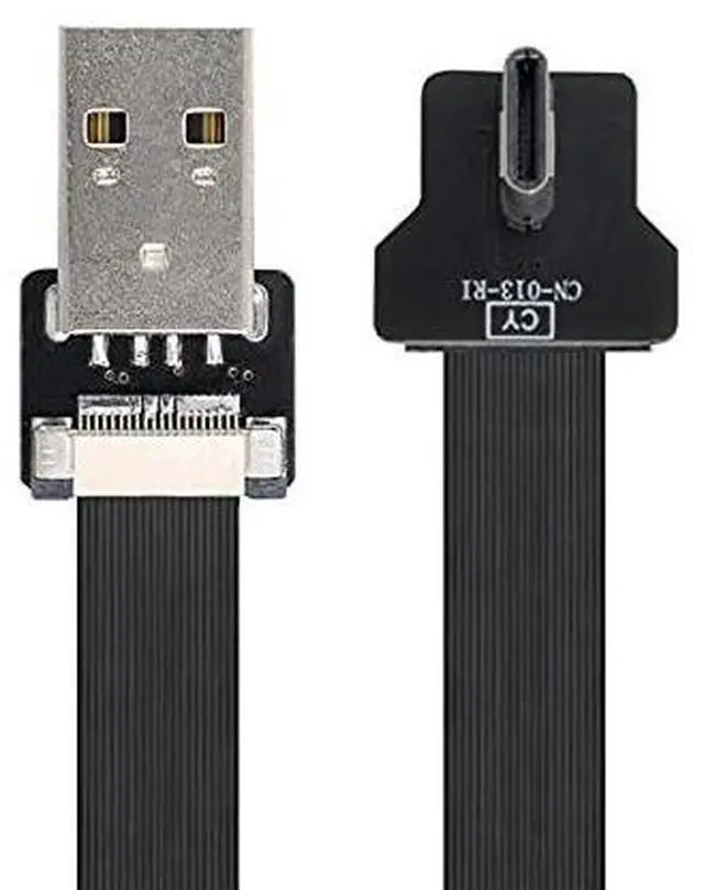 Main image of Right Angled USB 2.0 Type-A Male to USB-C Type-C Male Data Flat Slim FPC Cable for FPV & Disk & Phone 100cm