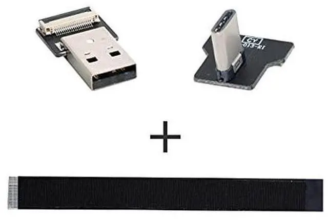 Alt view image 3 of 7 - Right Angled USB 2.0 Type-A Male to USB-C Type-C Male Data Flat Slim FPC Cable for FPV & Disk & Phone 100cm