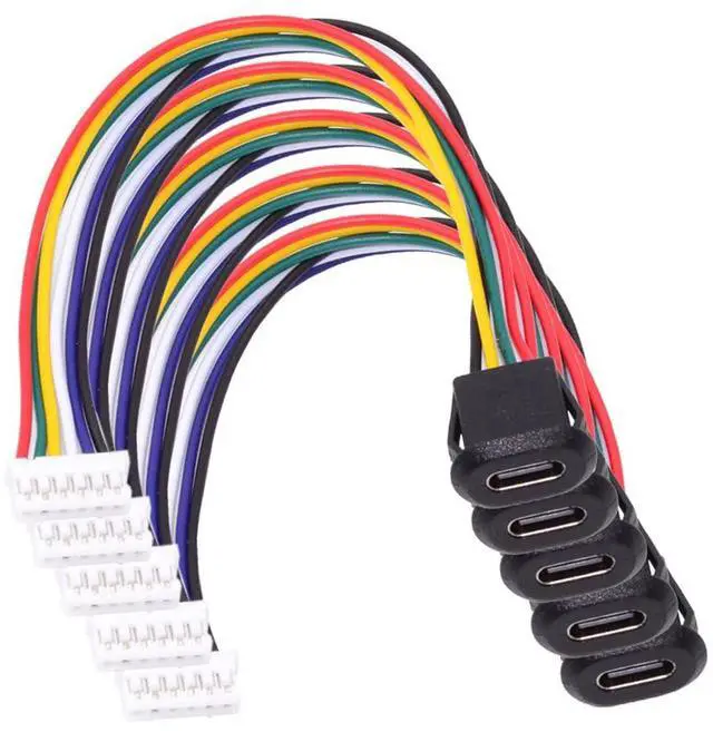 Main image of 5pcs/Set Type C Female Socket to 6Pin Header Cable Pitch=2.0mm Latch Mount Type DIY OEM Support DC 5V/20V Power